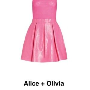 NWT Alice and Olivia Chara Croc-Embossed Party Dress